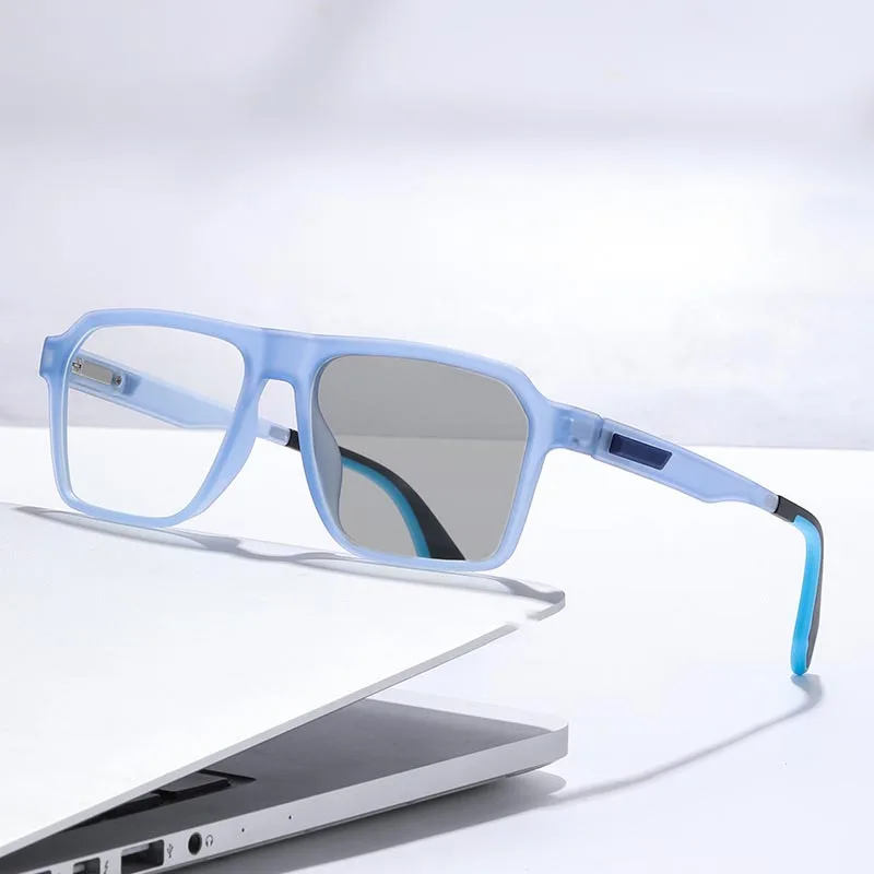 Luxury Square Photochromic Myopia Glasses Men Women Anti Blue Light Color Changing Sunglasses Ultralight Minus Sight Glasses