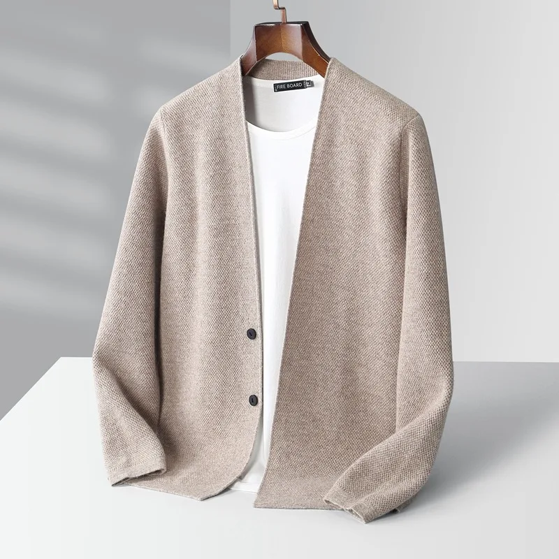 Spring and Autumn New Light Luxury Men's Wool Cardigan Business Casual Daily Style Two-Button Knitted Coat Fashion