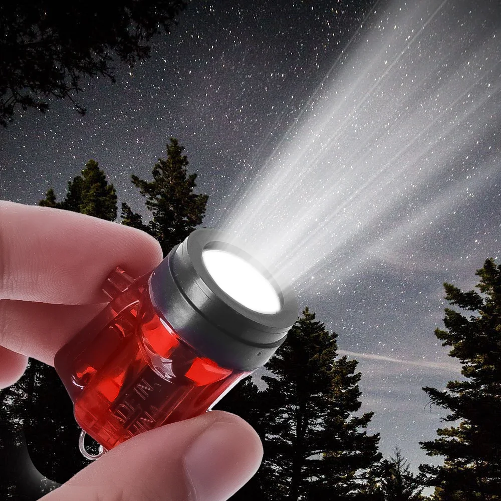 Mini LED Flashlight Portable Keychain Ultra-Bright Long-Range Torch Light Battery Outdoor Hiking Emergency Pocket Lamp Key Rings