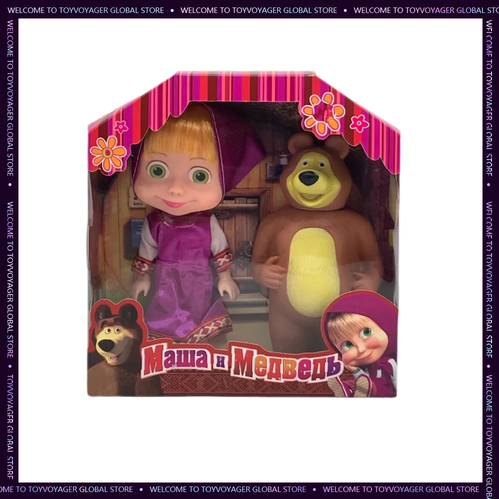 6.5 Cute Masha and Bear Toy Doll Masha Bear Doll Classic Set Vinyl Bear Can Sound Collectible Model Doll Gifts Toys for Children