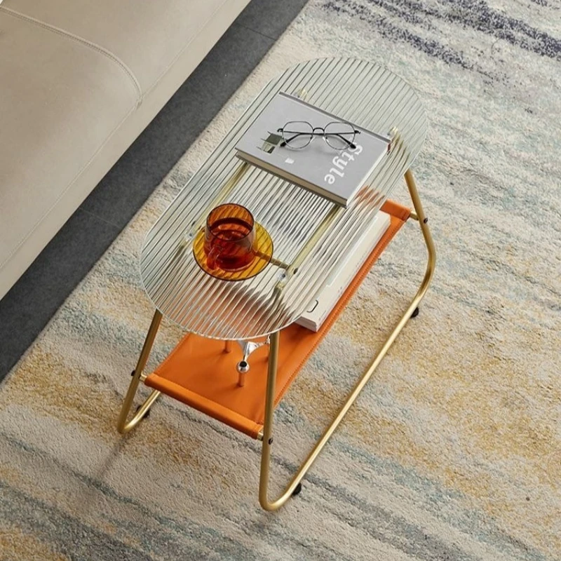 Light luxury household small apartment side table coffee table simple modern sofa glass side table