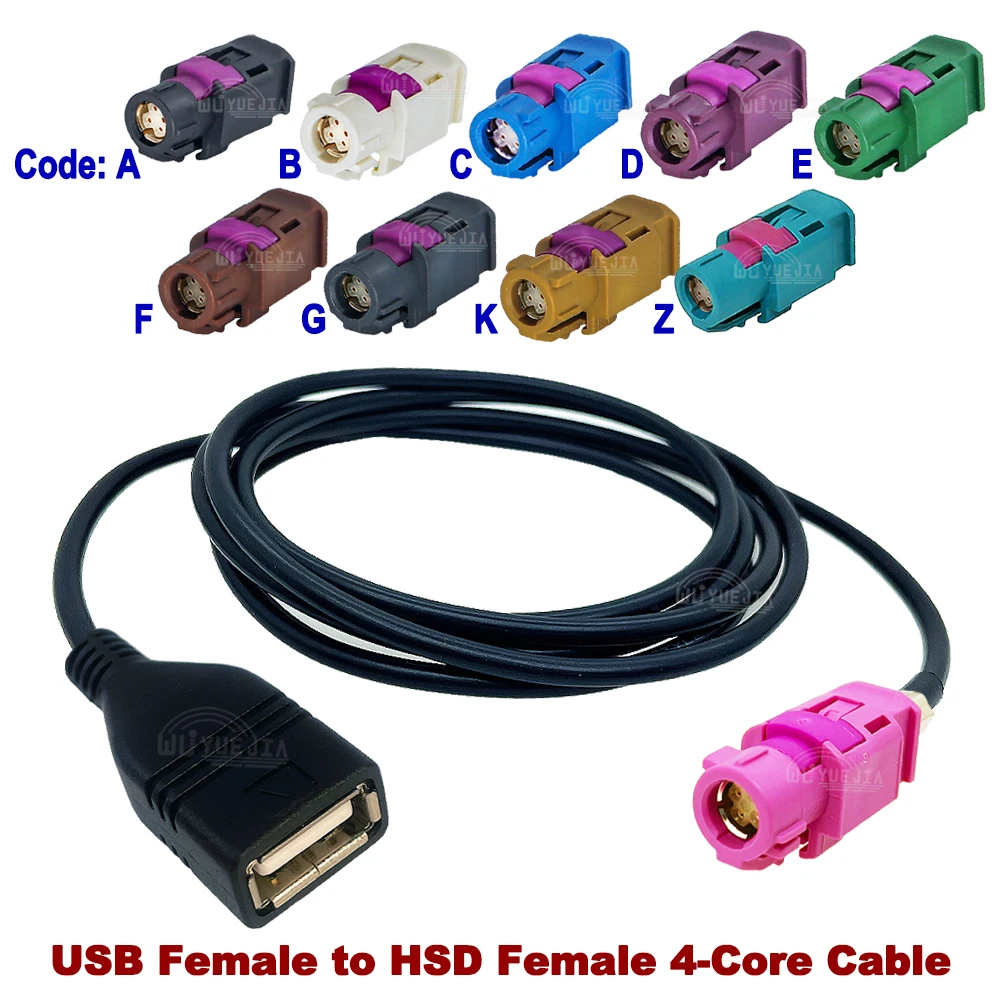 

For Mercedes Benz/Audi/VW/Bentley Car System HSD to USB Female Cable to HSD Code A/B/C/D/E/F/G/H/K/Z Female 4Pin Jack LVDS Cable