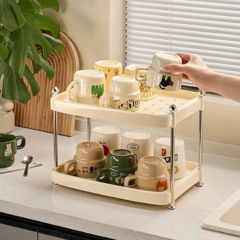 

Multi-layer Drip Cup Drain Rack Desktop Water Cup Glass Storage Rack Kitchen Office and Coffee Bar Water Cup Organizer