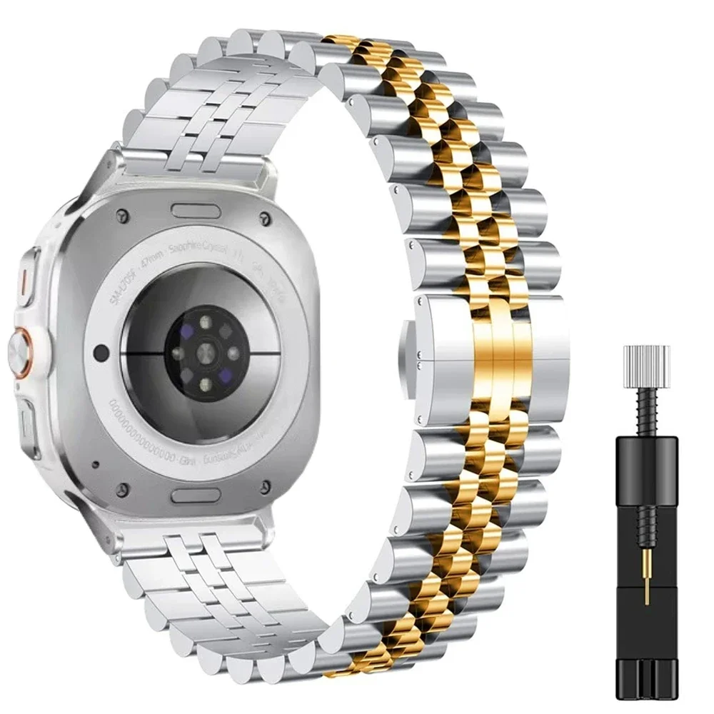 Correa de Metal de cinco Baht para Samsung Galaxy Watch 8-7 Ultra 47mm pulsera de acero inoxidable para Galaxy Watch 7 Ultra pulsera Correa