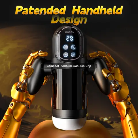 Automatic Sucking Telescopic Male Masturbator 3D Textured Penis Pump Male Vibrator Blowjob Sex Machines LCD Display with Handle