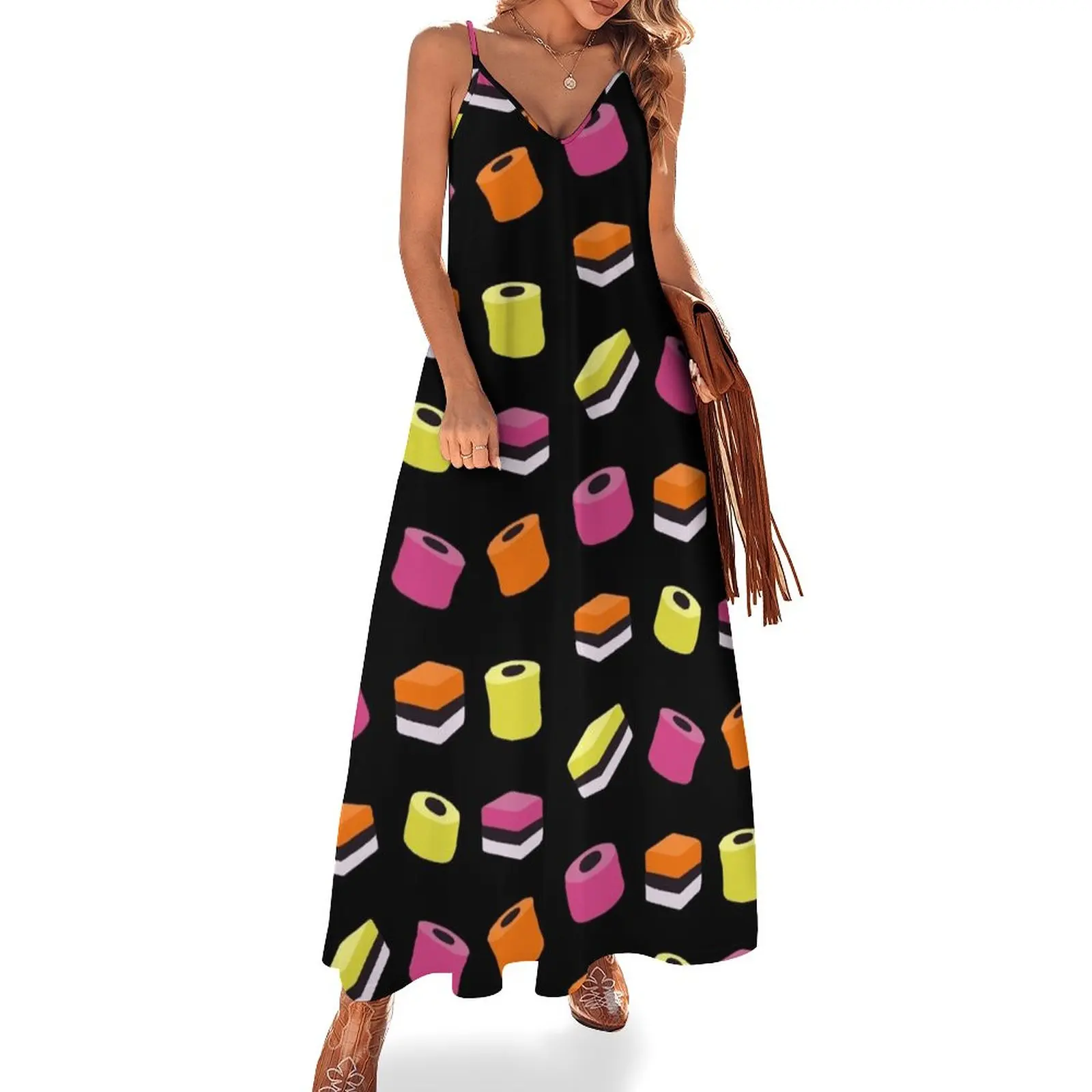 

Liquorice Allsorts Sweets Sleeveless Dress beach dress evening dress woman Summer women's clothing Women's summer skirt