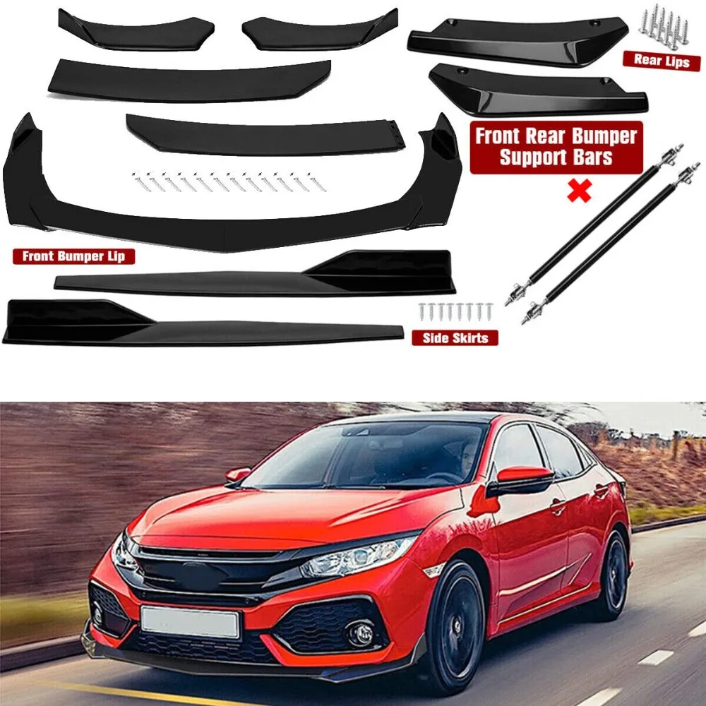 

For Honda Front Rear Bumper Lip Spoiler Splitter Body Kit Side Skirt- United States