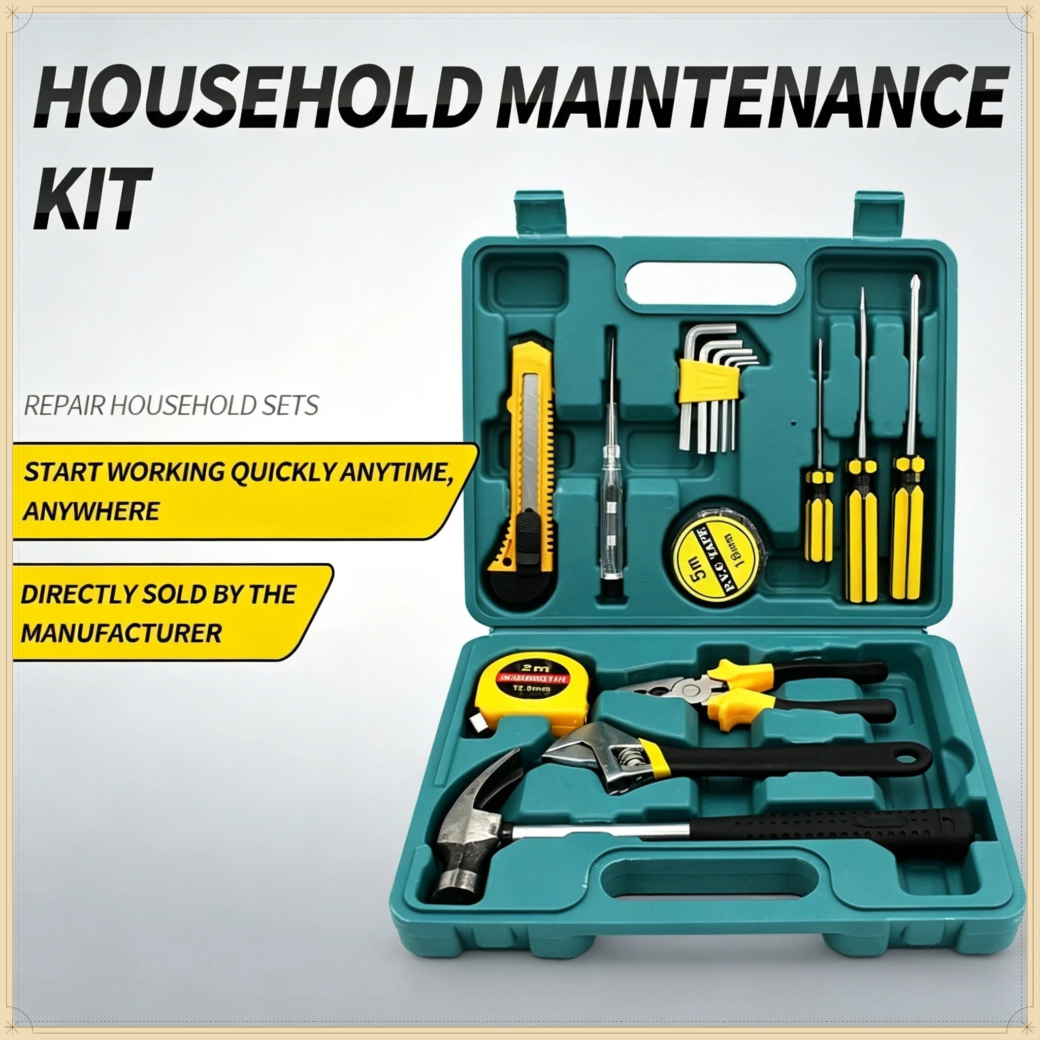 

2026 New 16Pcs Hardware Tool Set High-carbon Steel Hammer Multifunctional Hand Tools for Home and Car Use