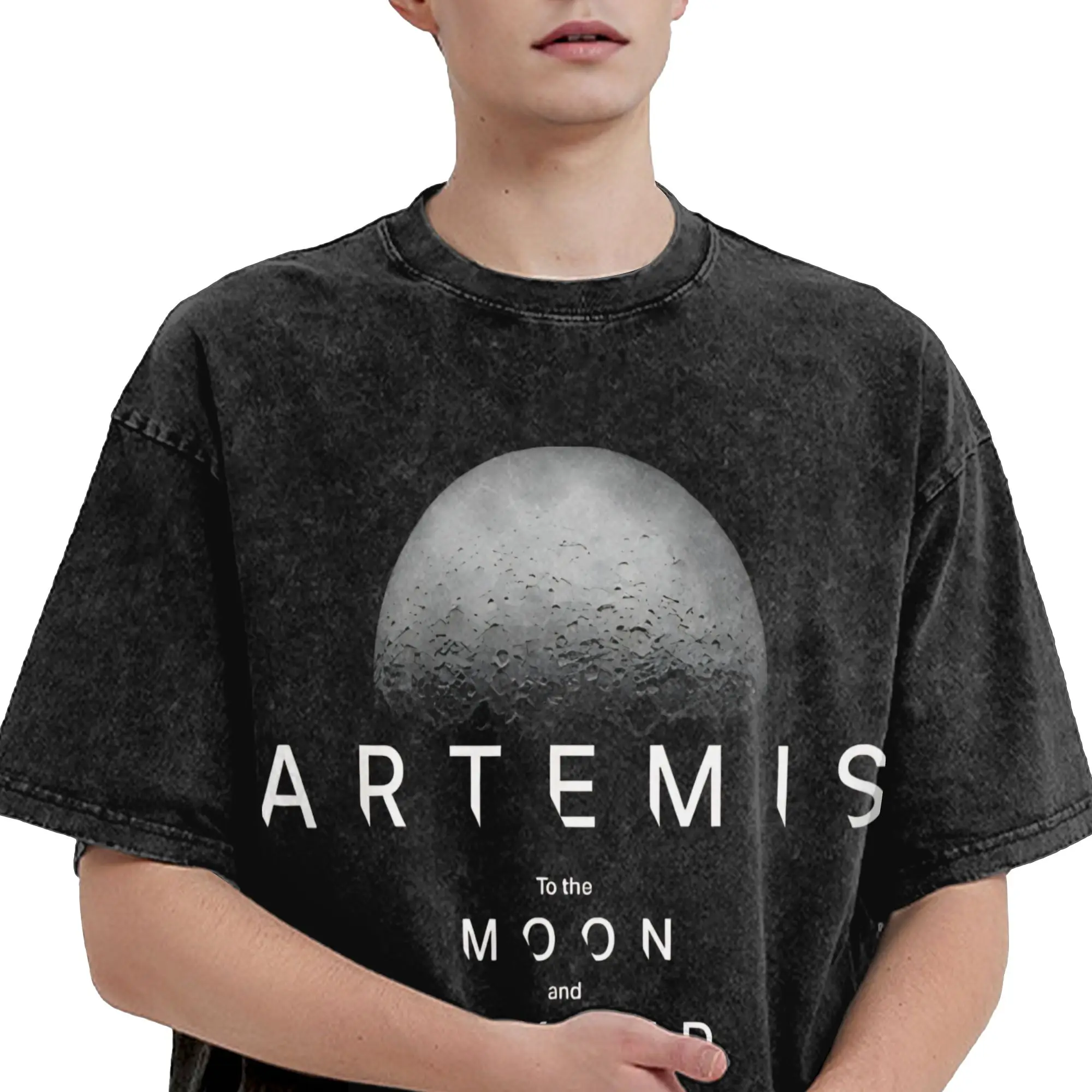 Artemis II Mission To The Moon 2026 Artemis 2  T Shirt Hip Hop Washed Oversize T-Shirts Men Women Streetwear Graphic Tee Shirt