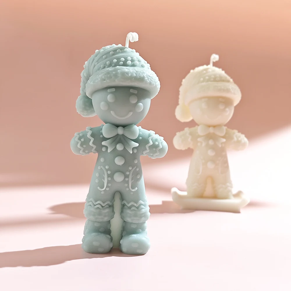 New Standing Snowman Candle Mold Skateboarding Snowman Festival Gift Cute 3D Snowman Decoration Mold