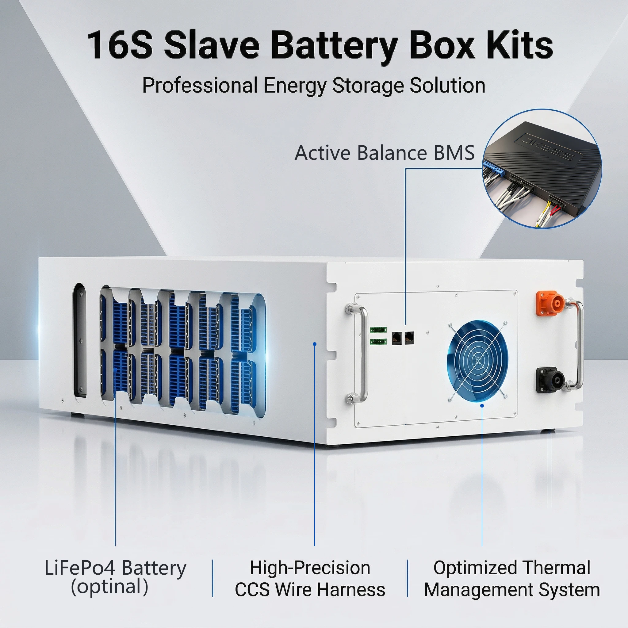 JKESS HV-B6U 64S/80S/128S/192S/256S High Voltage Slave Battery Box Kit Active Balance LiFePo4 16S HV Slave Battery DIY Box Kits