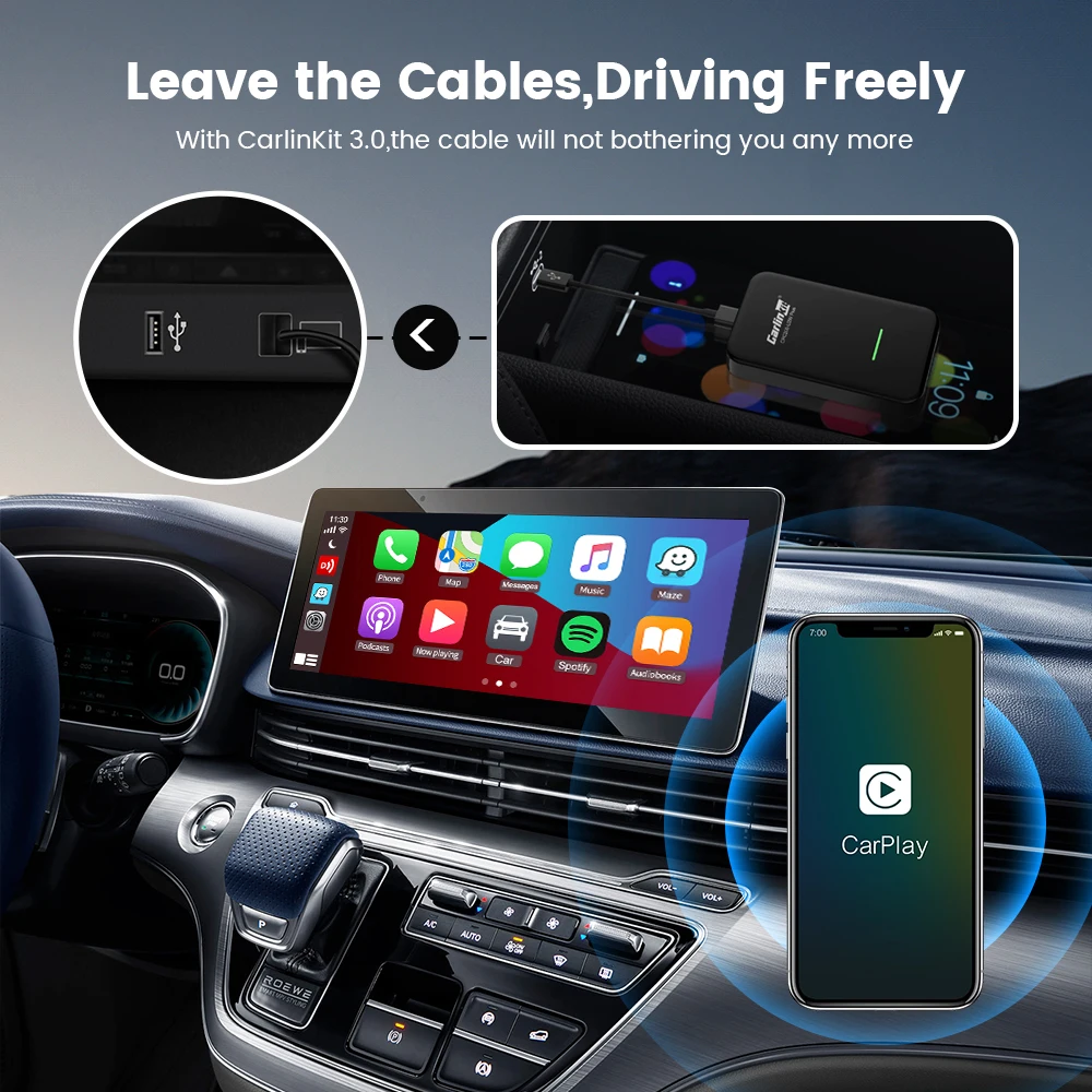 Carlinkit 3.0 CarPlay Wireless Dongle For Chery Tiggo FL EASTAR CROSS Closed Off-Road Vehicle 2015-2022 Smart Link Box MP5 IOS14