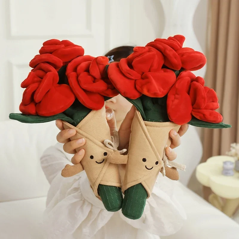 

Jellycat a Bunch of Flowers Plush Toy Romantic Rose Bouquet Plush Toy Bag Pendant Key Chain Home Decor Valentine's Day Girl
