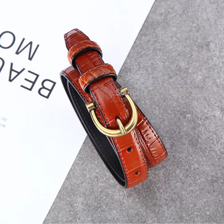 Women\'s Belt Crocodile Pattern Decorative Versatile Jeans Set Dress Fashion Accessories Leather Black Trouser Belt New 1.8cm
