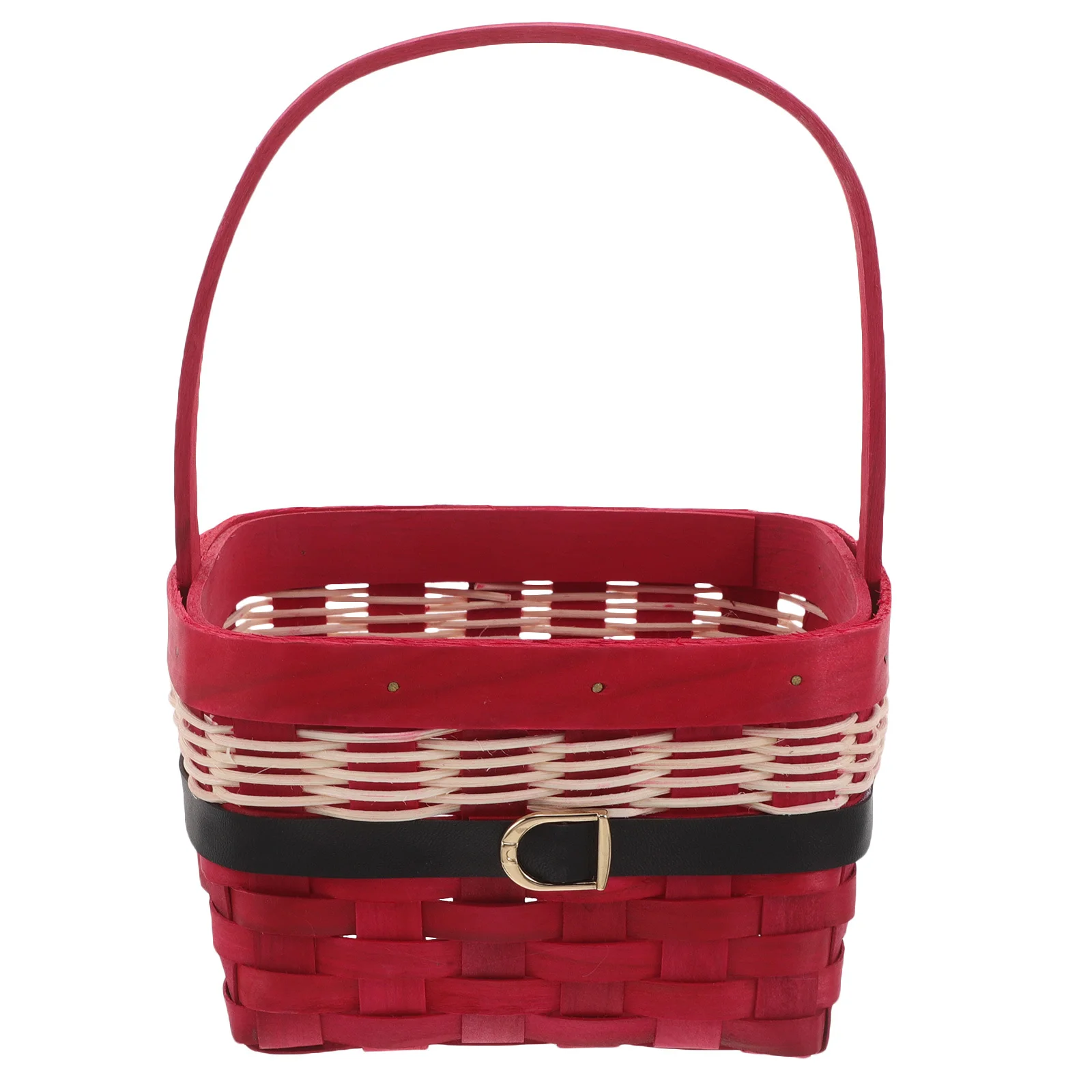 

Christmas Basket Decorative Hand-Woven Storage Basket Square Fruit Organizer with Handle for Kitchen Pantry Holiday Organizing