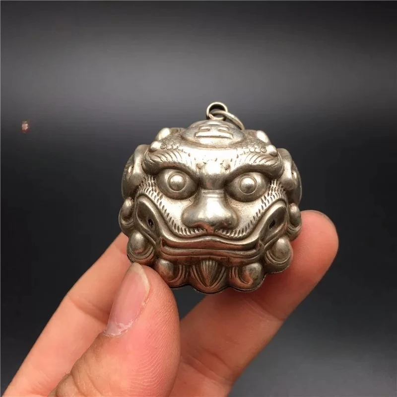 Accessories White  Tiger Head Big Bell Pendant Copper Bell Small Goods  Lion Head  Sculpture  Bell