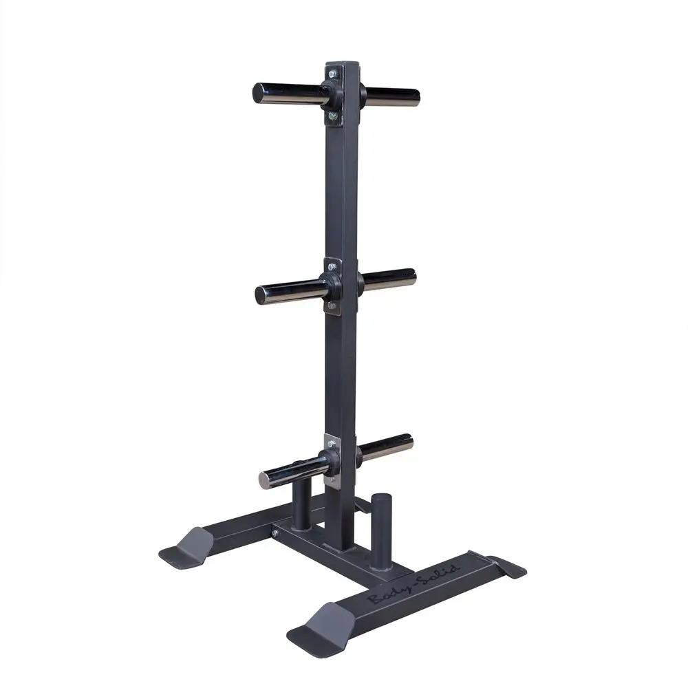 

GWT56 HeavyGauge Vertical Weight Tree Rack amp Olympic Bar Holder, Commercial Bumper Plate Storage with 6 Chrome Weight Horns,
