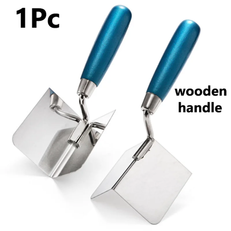 8x6cm Drywall Corner Tool External/ Internal Corner Wooden Handle Stainless Steel Corner Trowel for Drywall Gyprock Plasterboard