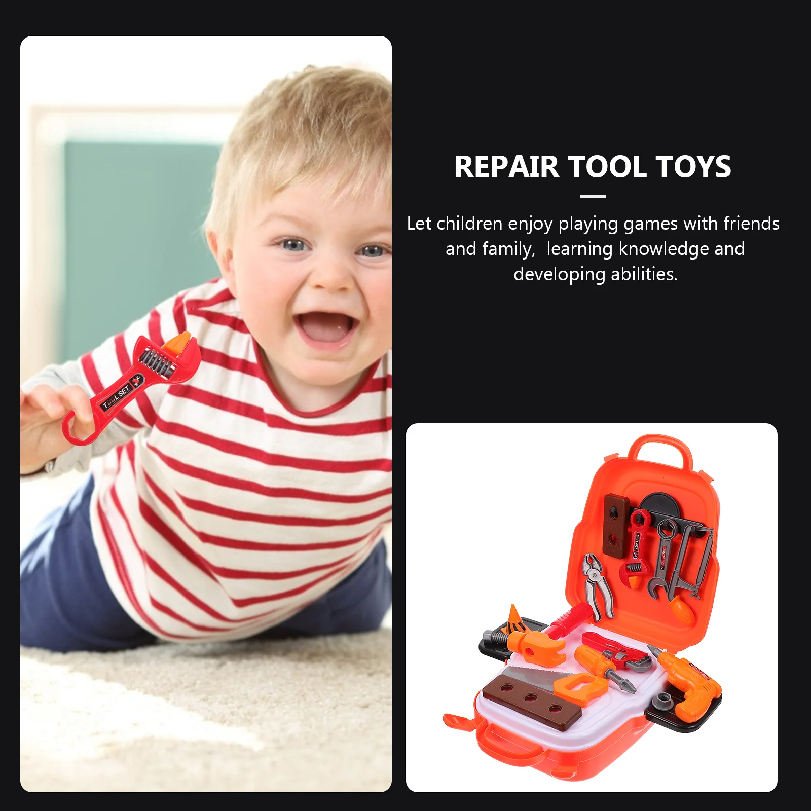 1 set 1 Set Repair Tool Backpack For Kids Simulation Handyman Plastic Electric Drill Playset Children Learning Playthings