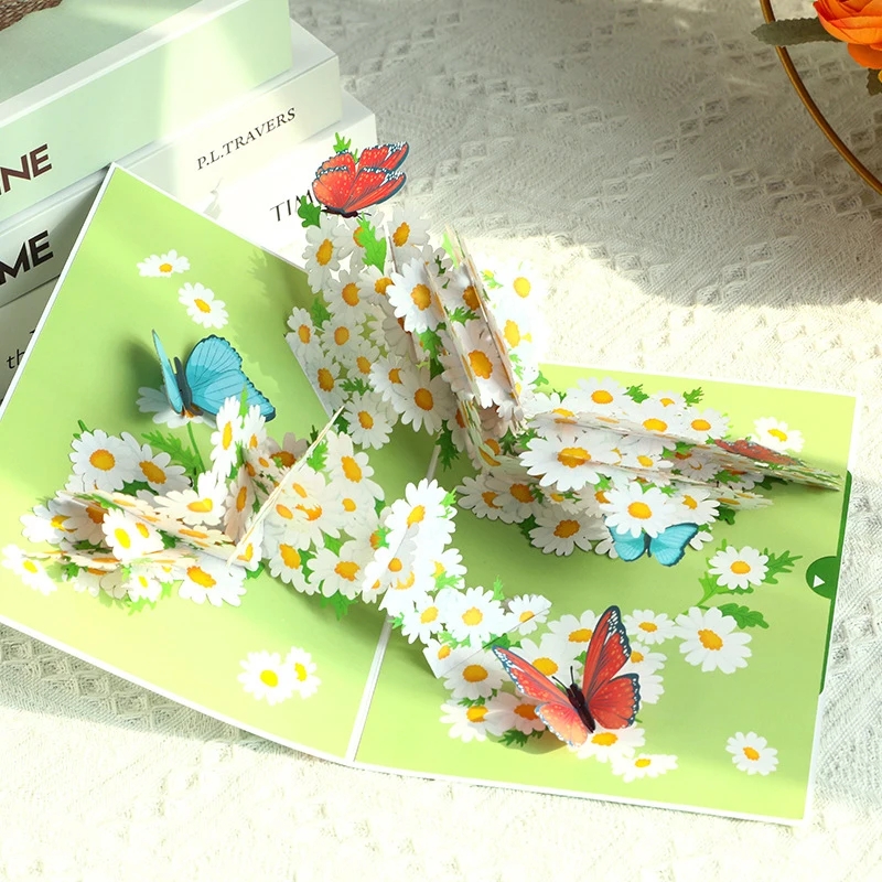 Mother's Day Card 3D Butterfly And Flowers Birthday Gifts For Mom Wife Grandmother Friend Greeting Cards With Envelope