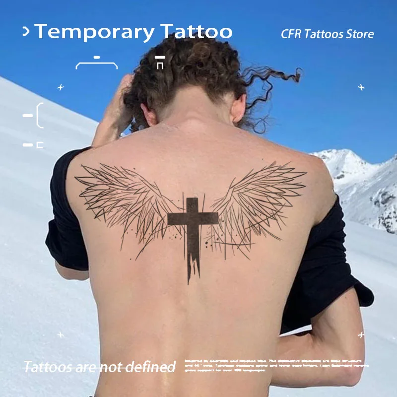 Sexy Angel Cross Herbal Juice Tattoo Sticker Man Women Custom Temporary Tattoos Wedding Wholesale Waterproof Fake Tattoo Art Y2K