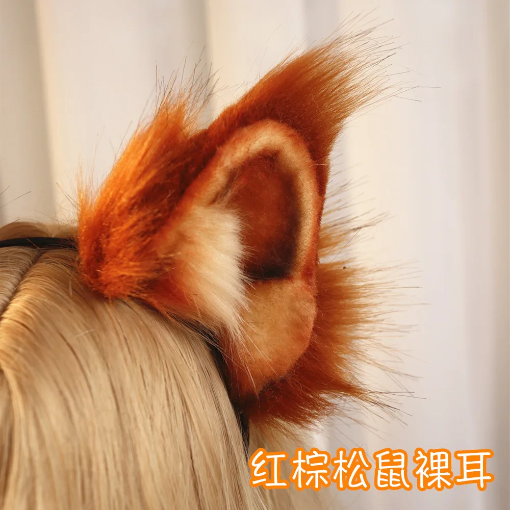Handmade Work Anime Simulation Beast Squirrel Ears Hairhoop Tail Cosplay Carnaval Gothic Lolita Halloween COSPLAY Accessories image 3