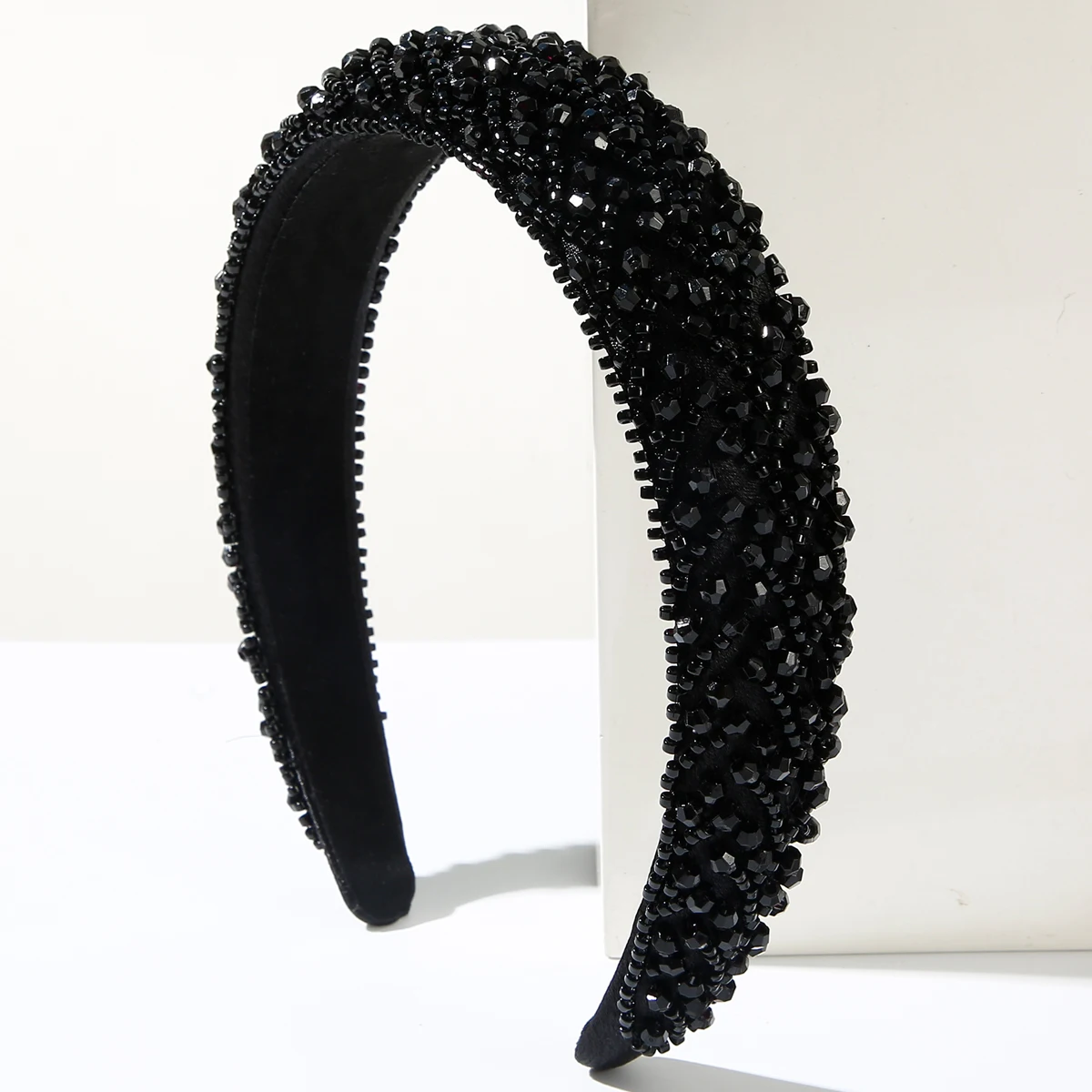 Korean Luxury Handmade Beaded Hair Band Fashion Crystal Rice Beads Decorative Headband Versatile High Head Headband for Women