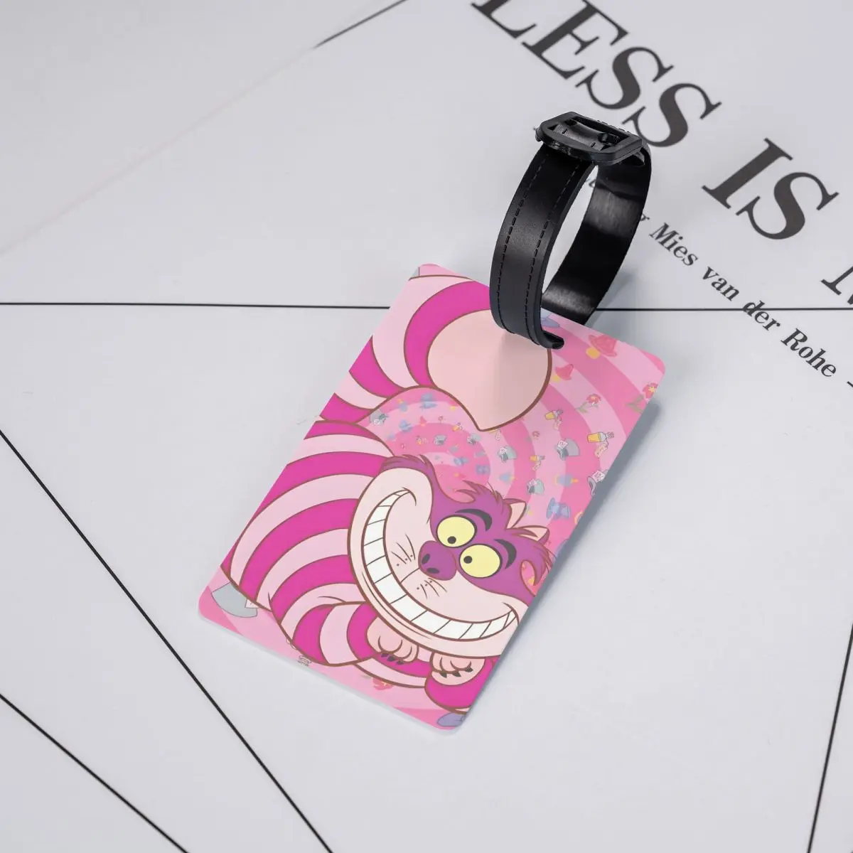 Etiqueta de equipaje personalizada con Collage de gato de Cheshire, protección de privacidad, etiquetas de equipaje, etiquetas de bolsa de viaje, maleta