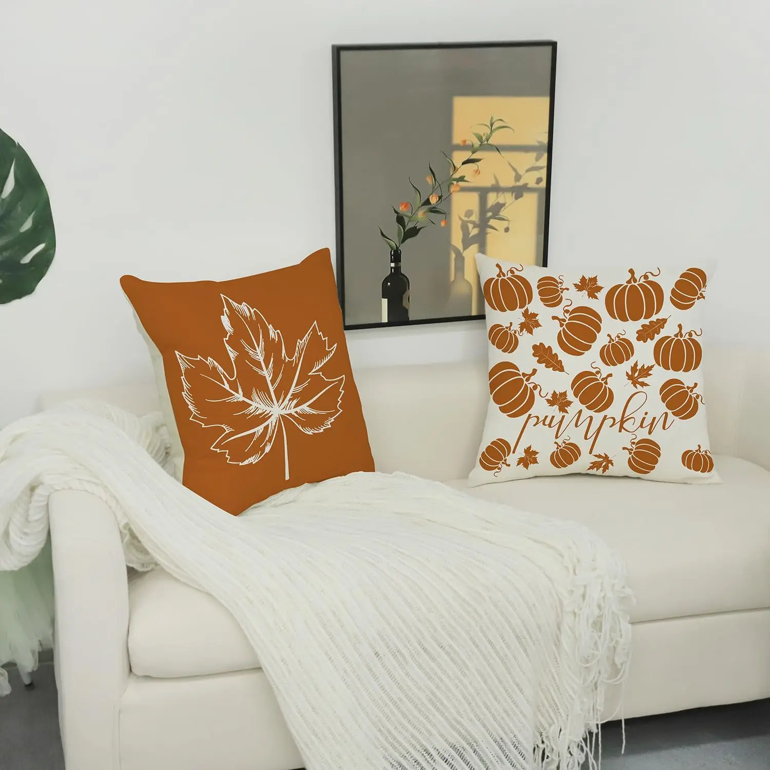 Herbst Kissen bezug Kürbis blatt gestreiftes Kissen Herbst dekoration Thanksgiving orange Kissen bezug Sofa Home Dekoration