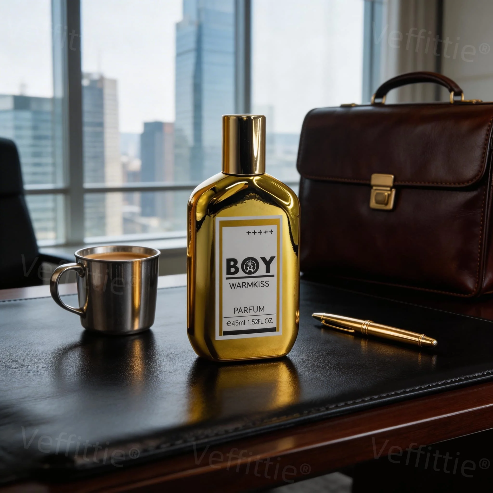 

Warm Woody Gourmand Poise Men's Perfume, 45ml Gold Metallic Bottle, Formal Office Wear, Polished Vanilla-Brazilian Pear Essence