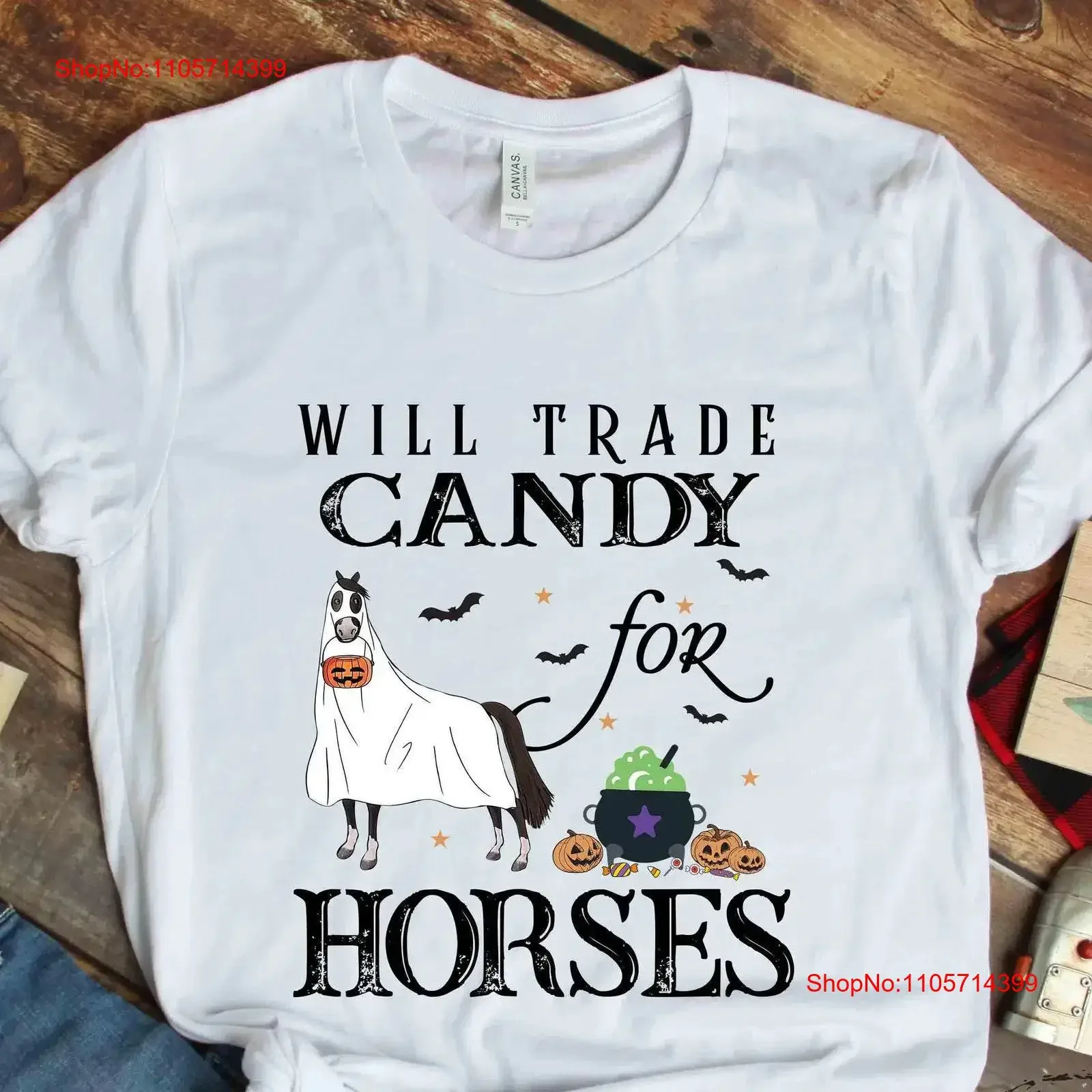 Halloween Horse T Shirt Will Trade Candy For Horses Lover Rider Owner Trainer HOR239F01 vintage Washed Breathable Stretched