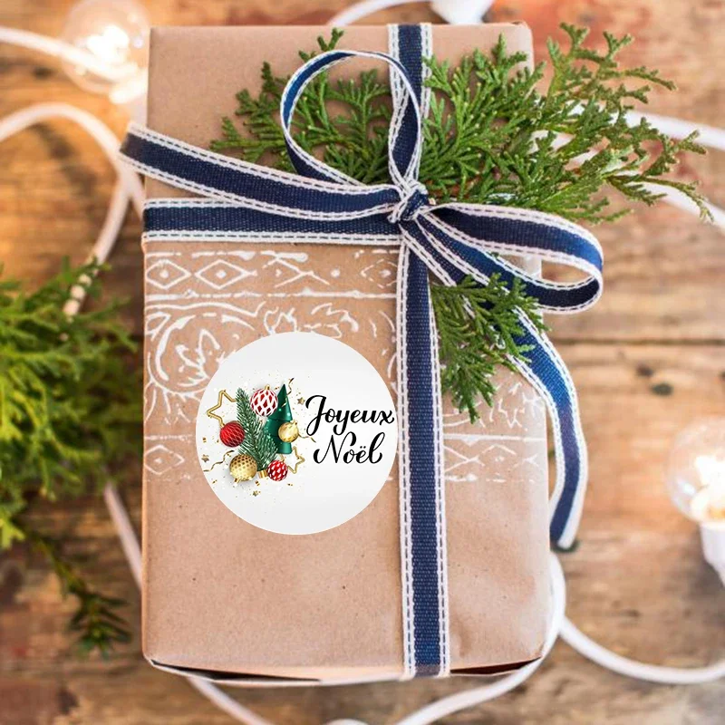 Joyeux Noël French Merry Christmas Stickers Labels Decorative Stickers Wrapping Gift Box Label Xmas Tree Deer New Year Labels