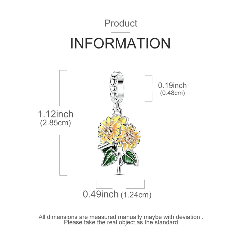 925 فضة ننسى لي لا توليب Convallaria عباد الشمس قلادة سحر صالح الأصلي Charms سوار المرأة DIY بها بنفسك مجوهرات هدية
