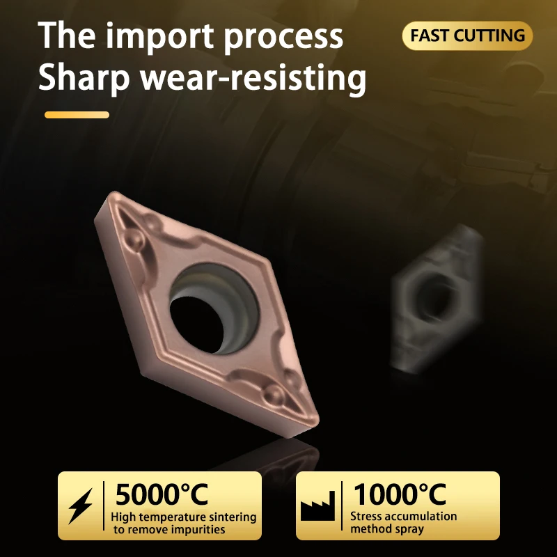 KaKarot ใส่คาร์ไบด์10Pcs DCMT070204 DCMT070208เหล็กหมุนเครื่องมือ CNC Cutter