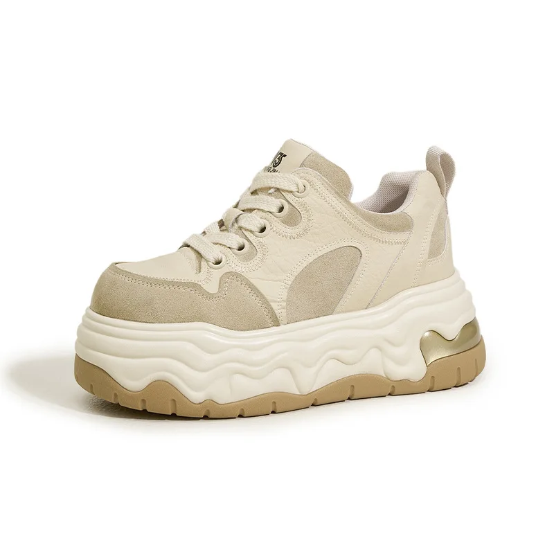 

Fujin 8.5cm Platform Sneakers for Women Genuine Leather Comfortable Non Slip Women Casual Shoes Chunky Sneakers for Walking