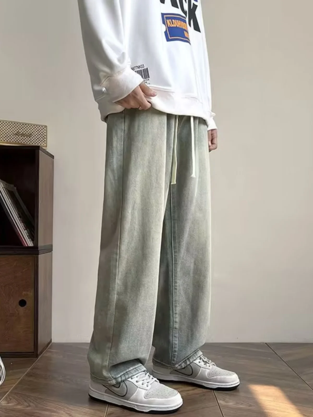 

Ретро-джинсы в американском стиле, широкие, с эффектом грязи, свободного прямого кроя, для мужчин и женщин, осенне-зимняя модная коллекция...