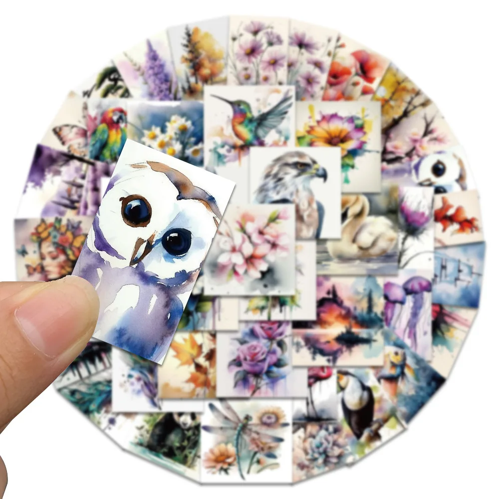 10/30/50PCS Creative Cute Animal Watercolor Stickers Mobile Phone Laptop Refrigerator DIY Guitar Waterproof Decoration Wholesale