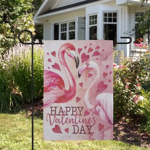 Northlight Happy Valentine's Day Flamingo Heart Outdoor Garden Flag 12.5