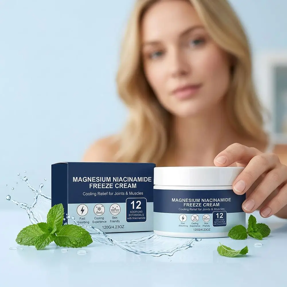 Magnesium Niacinamide Cooling Feel Body Relief Cream, Cooling Relief Cream For Muscle,Joints,Legs, Lightweight, Non-greasy