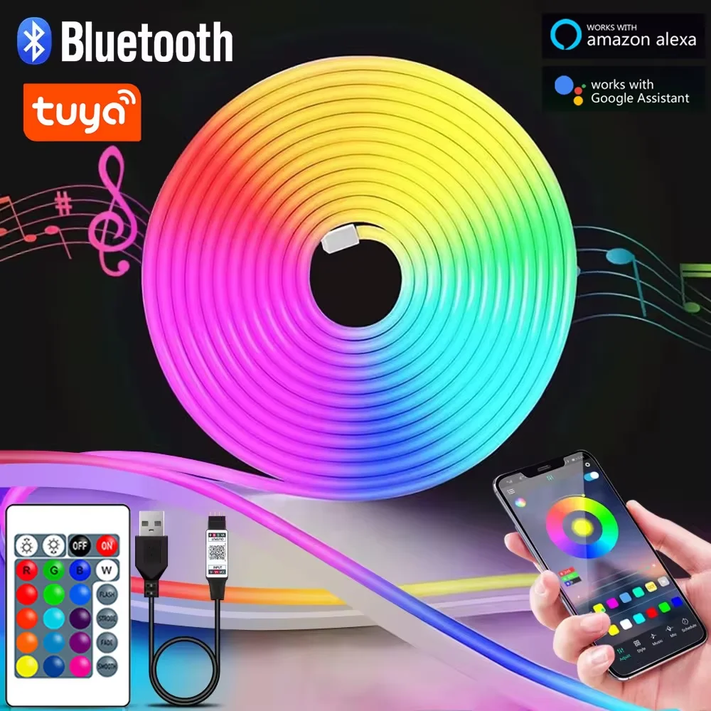 5V USB RGB Neon LED Strip Tuya App Controle 16 Kleuren Dimbaar DIY Waterdichte Flexibele RGB Lint Tape neon Licht voor Room Decor