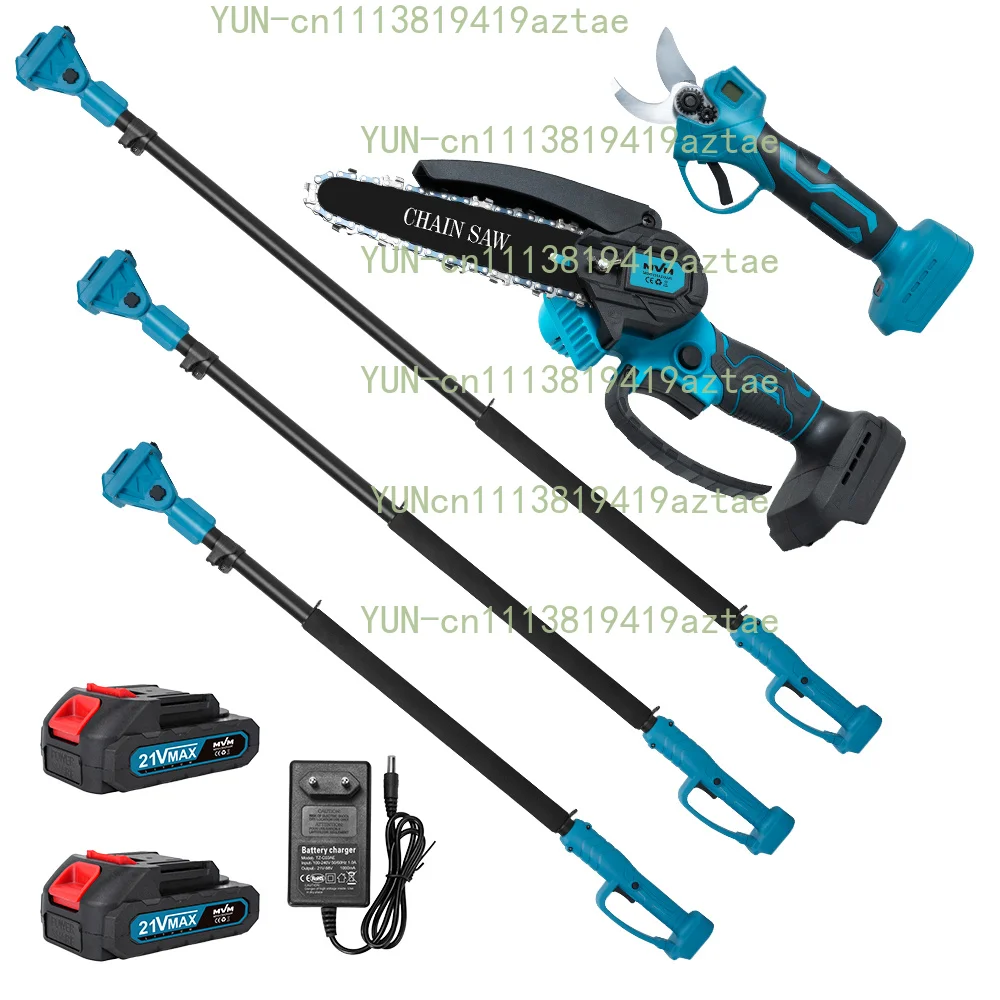 Electric Pruner Kit 3 in 1 6 Inches Cordless Chainsaw Electric Pruning Shears With Extension Pole