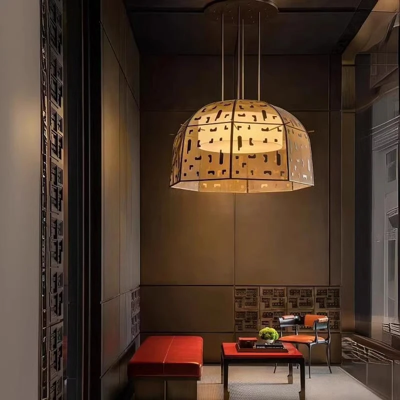 

Classical Oriental Lantern Hotel Lobby Dining Table Chandelier Handmade Embroidery