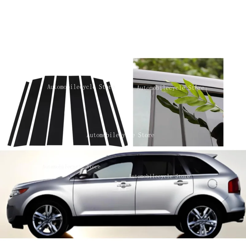 

8PCS Glossy Black Pillar Posts Fit For Lincoln MKX/Ford Edge 2007 2008 2009 2010-2014 Window Moulding B C Center Sticker Cover