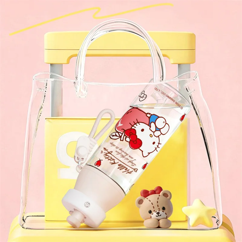 X&W 500ML Sanrio Plastic Water Bottle Kuromi HelloKitty Spray Straw Cup Summer Portable Outdoor Cold drink cup For Kids Student view 6