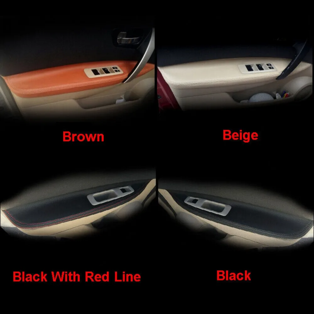 4Pcs Soft Leather Door Armrest Cover For Nissan QASHQAI J10 2007-2015 Black Car Door Armrest Panel Skin Cover Trim Accessories
