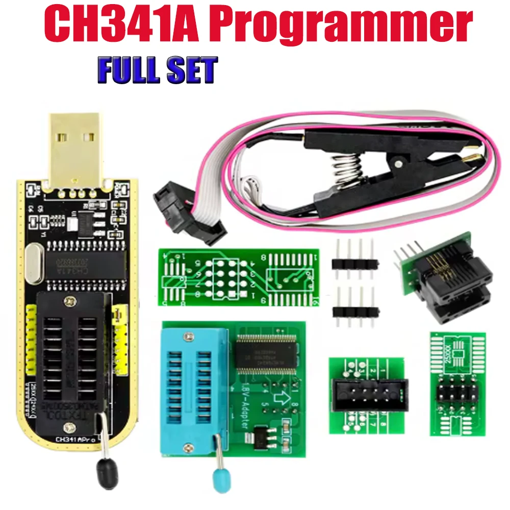 

CH341A B Programmer Complete Set 24 25 Series USB Programming Module + SOIC8 SOP8 Test Clip USB Programmer Module SOIC8