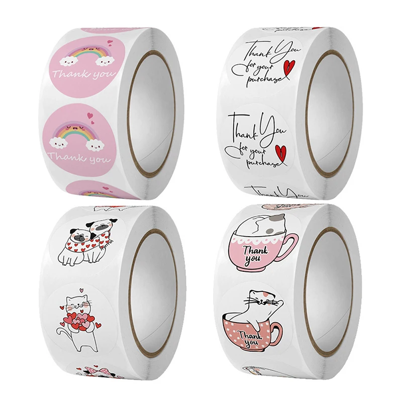 500ชิ้นขอขอบคุณสำหรับการซื้อสติกเกอร์สำหรับการทำสมุดภาพสติกเกอร์ปิดซองจดหมาย