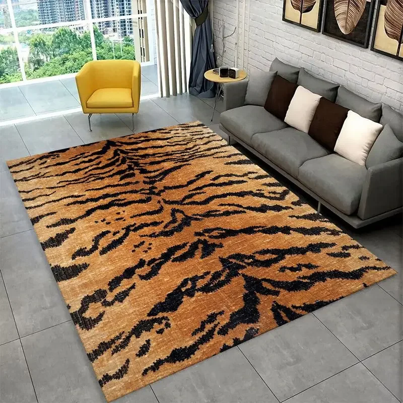 Luxurious Beast Tiger Stripe Leopard Print Large Area Rug Non-slip Carpet for Bedroom Living Room Sofa Doormat Floor Mat Gift
