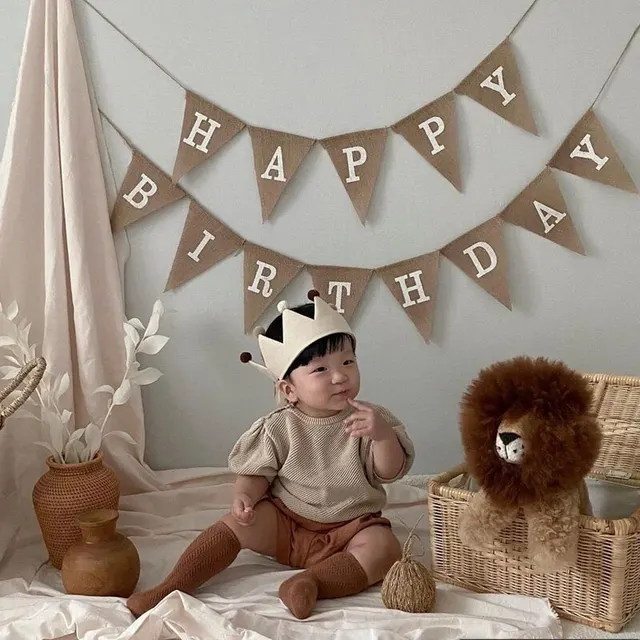 13 flag Vintage Juta Hessian Burlap Banner Happy Birthday Party Fotografia Rekwizyty Celebration Party Dekoracja Banner