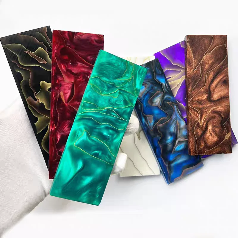 

1pc pink Copper Mesh Resin Knife Handle Material DIY Patch Decor Scales Slabs Blank 120x40x8mm Resin Compression Template Plate
